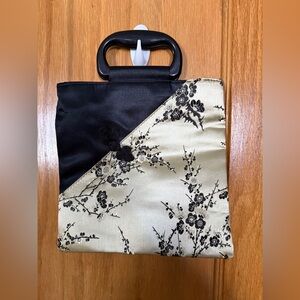 Black and Ivory Japanese Silken Style Handbag Clutch